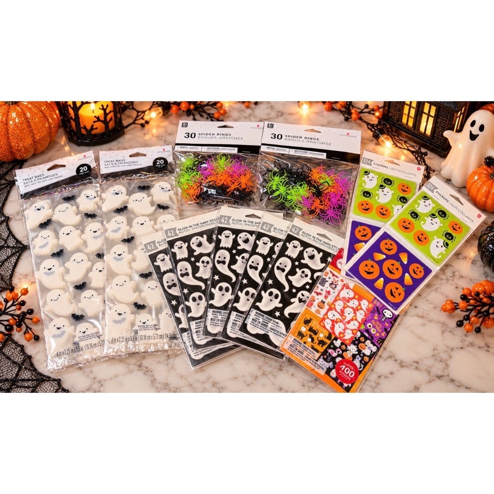 Halloween Party Favor Set New Stickers Treat Bags Rings Class Party